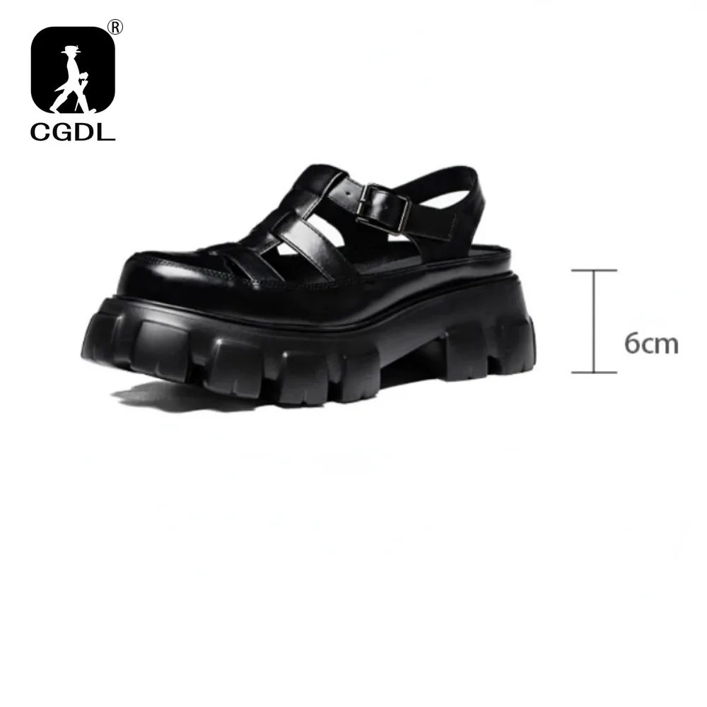 6 Cm Height Platform Mens Genuine Leather Roman Sandals Luxury Handmade Quality 2024 New Designer Summer Formal Social Shoes Man