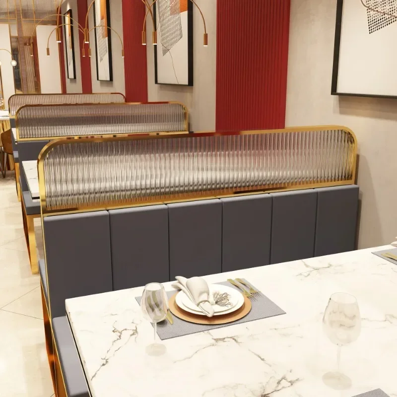 Light luxury stainless steel Changhong glass hotel booth partition restaurant low baffle hot pot restaurant heightened screen