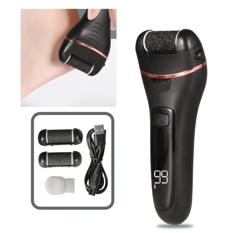 เครื่องขัดส้นเท้าไฟฟ้าพร้อมจอแสดงผล LCD สามารถชาร์จไฟได้ตะไบเท้าแบบชาร์จไฟได้อุปกรณ์ทำเล็บเท้าทำจากวัสดุ ABS