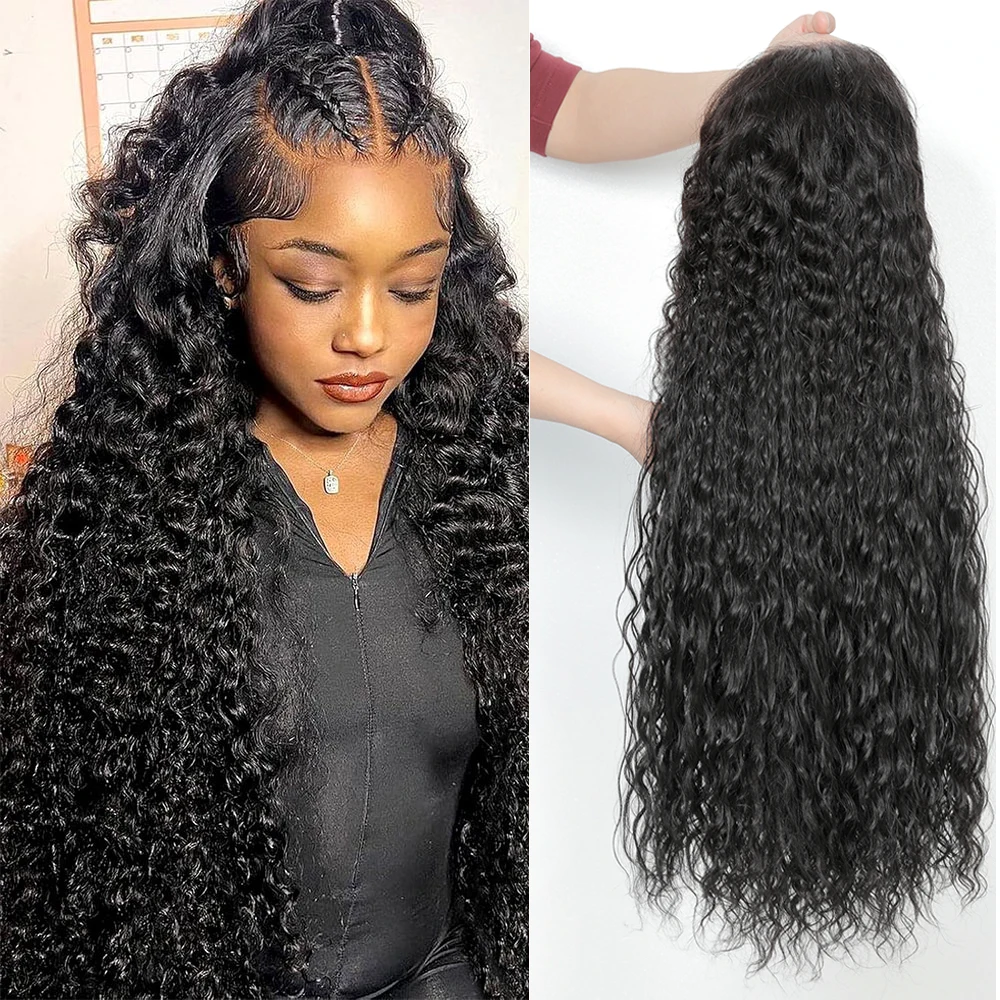 Water Wave Lace Front Wigs Human Hair 13x4 Transparent Lace Wet and Wavy Lace Frontal Wigs Human Hair 180% Density Natural Color