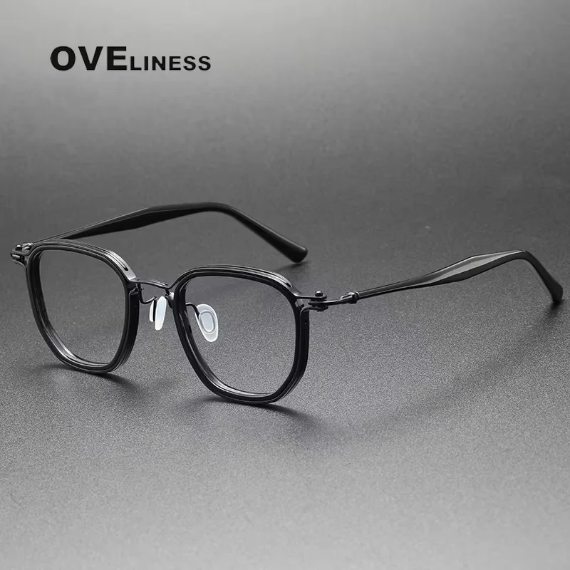 

Acetate Titanium Glasses Frame Men Vintage Square Brand Design Eyeglasses frames Women Spectacles Eyewear