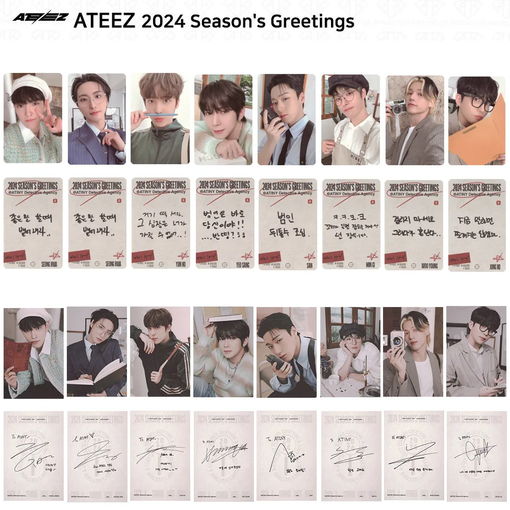 8pcs/set Kpop Idol ATEEZ Lomo Cards 2024 Sason’s Greetings Photocards Postcard for Fans Collection