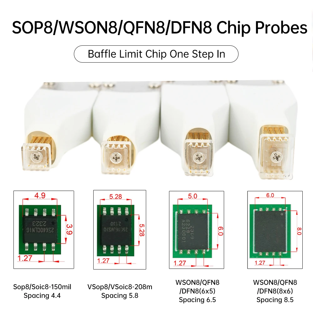 Microchip SOP8/WSON8/QDFN8, Pin de resorte SMD, programador de sonda de prueba de lectura/escritura, adecuado para programa de escritura de prueba, burn-in