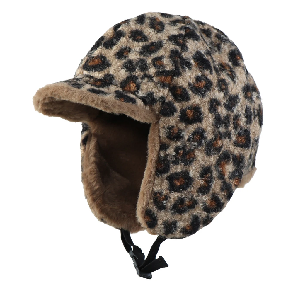 

HT4855 Bomber Hat New Autumn Winter Hat Men Women Thick Warm Leopard Earflap Cap Male Female Russian Hat Unisex Faux Fur Ski Cap