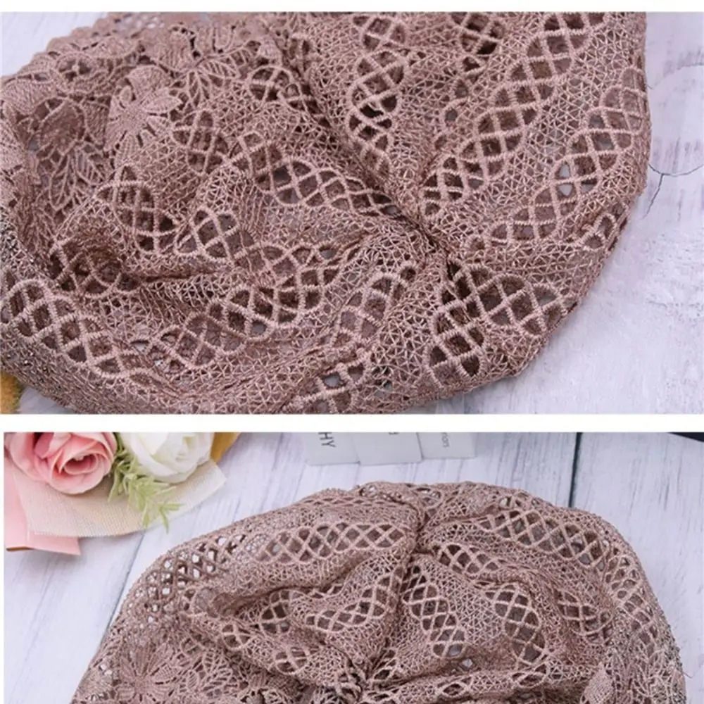 تنفس جوفاء خارج الدانتيل قبعة عارضة الزهور قبعة قبعة أزياء الصيف الشمس قناع المرأة #4