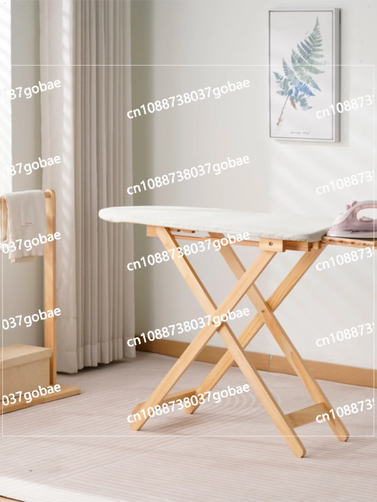 

Solid wood ironing board folding large household log color