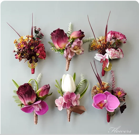 Parents' full set of family wedding simulation corsage for bride and groom's wedding corsage for bridesmaid's wrist flower custo