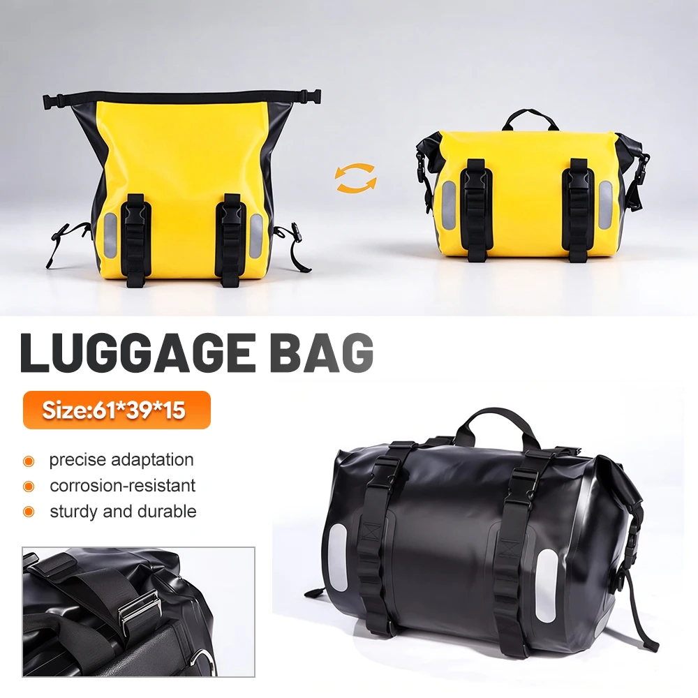 Motorcycle Saddle Bags 40L Waterproof TPU Roll-Top Side Luggage Bag Universal Rear Seat Panniers for Adventure Touring Off-Road