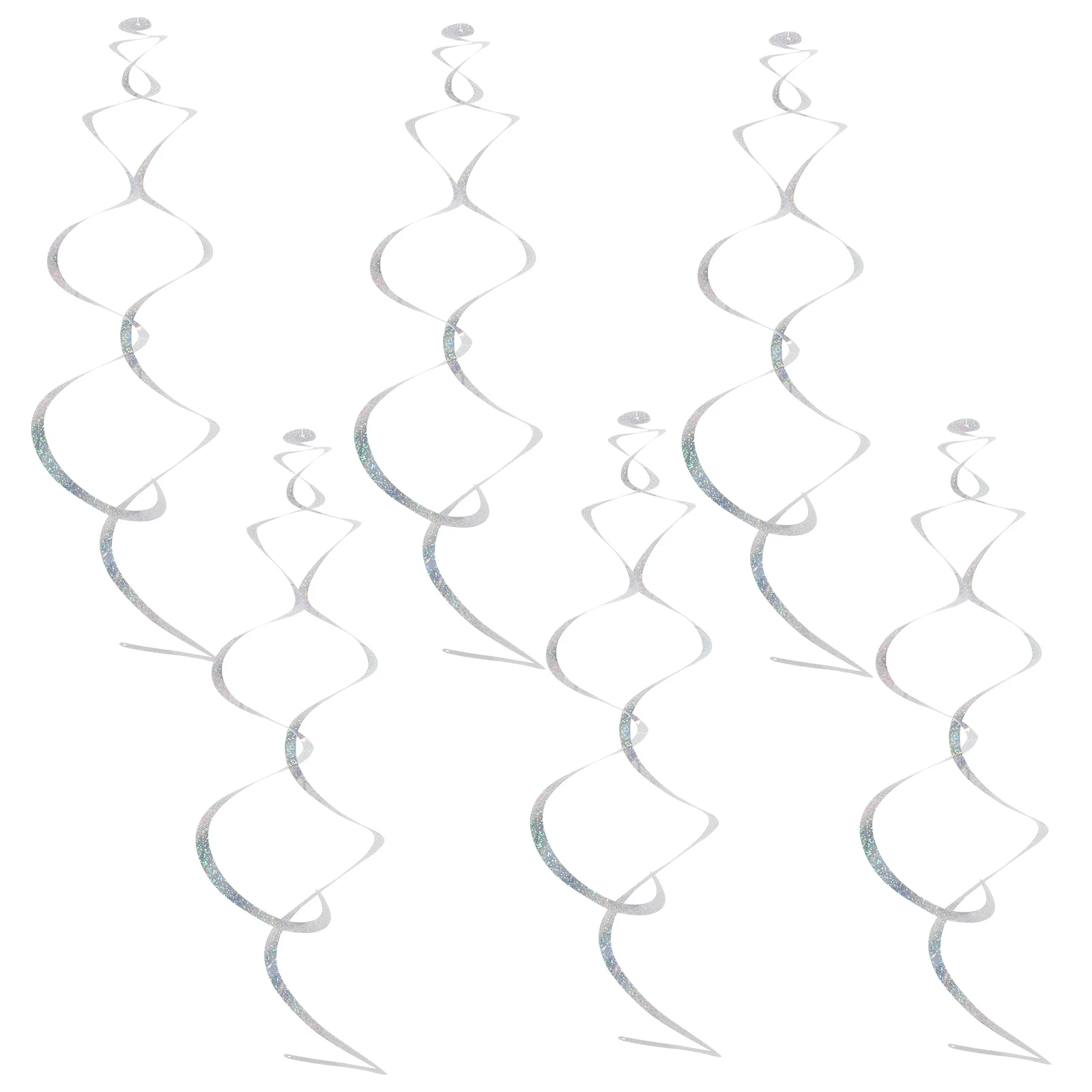 

6Pcs Holographic Spiral Hanging Decorations Ceiling Streamers For Birthday Wedding Party Homecoming Halloween Decor