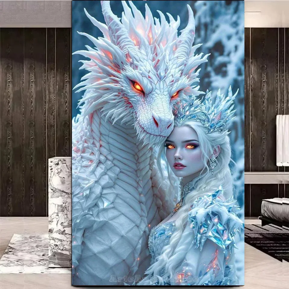 

Dragon Woman diy Diamond Painting Kits for Adults,New 2026 Diamond Art For Beginner,Full square round Diamond Mosaic Large Size