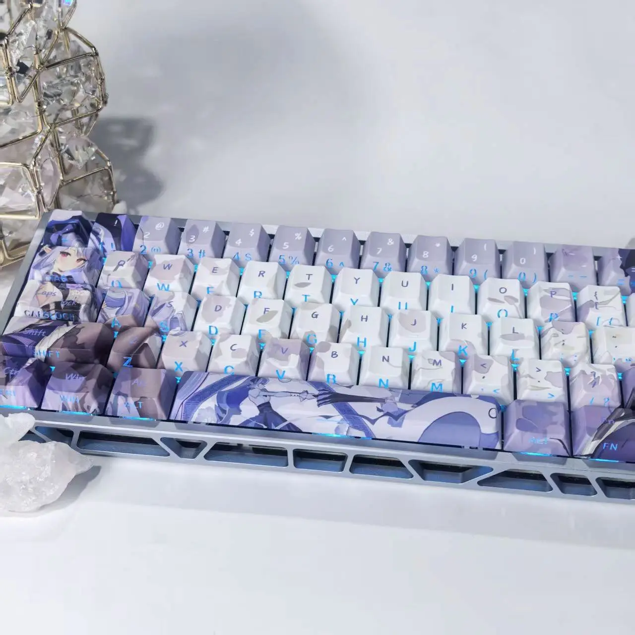 99 Keys ‌Zenless Zone Zero Custom Keycaps Anime Chreey PBT Saide Transparent Key Caps for Made68 Wooting 60 Mechanical Keyboard
