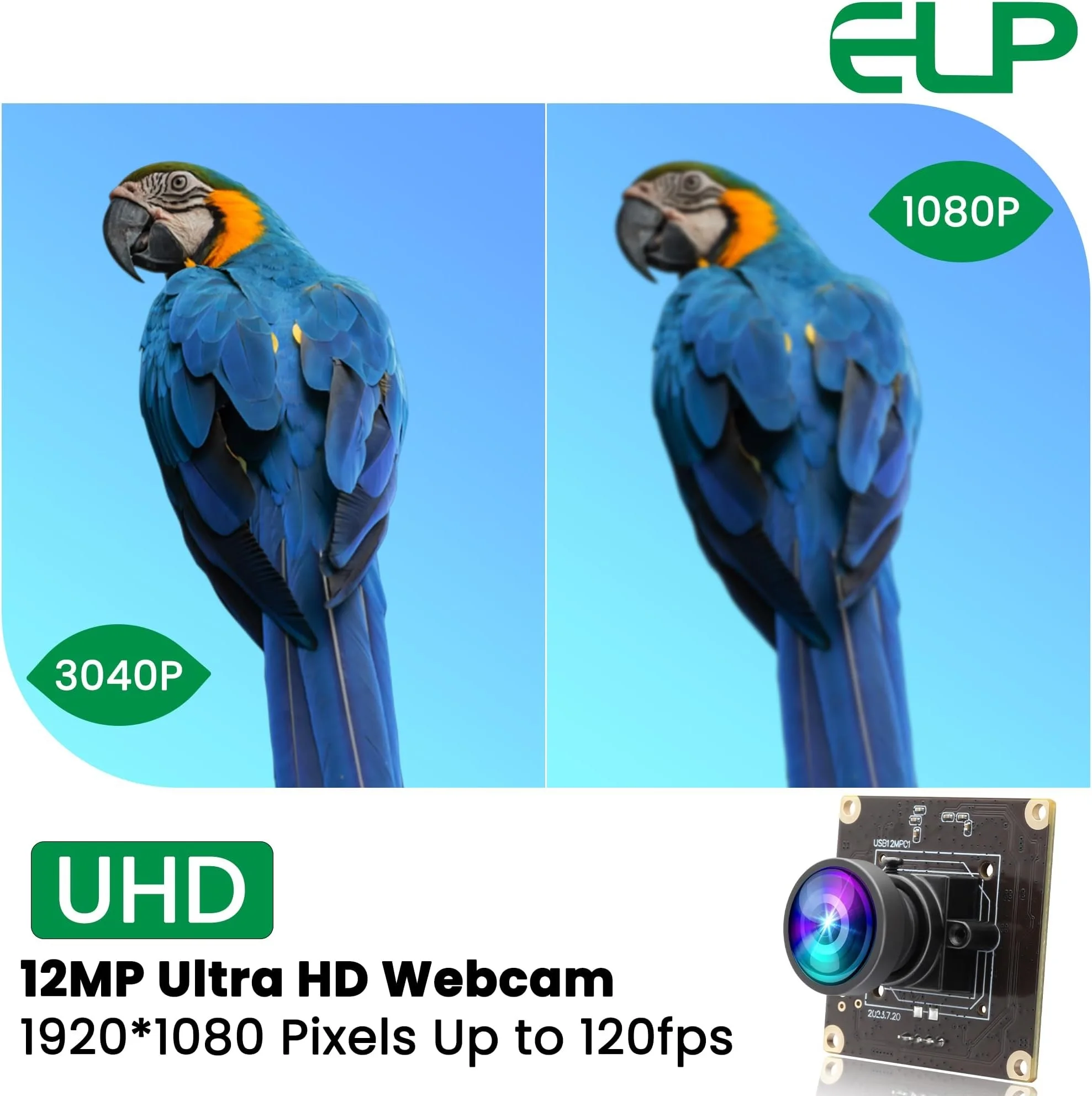 12MP IMX577 High Speed USB Camera Module | 4K 30fps  1080P 120fps, No Distortion Lens, Reboot Save Settings for Security