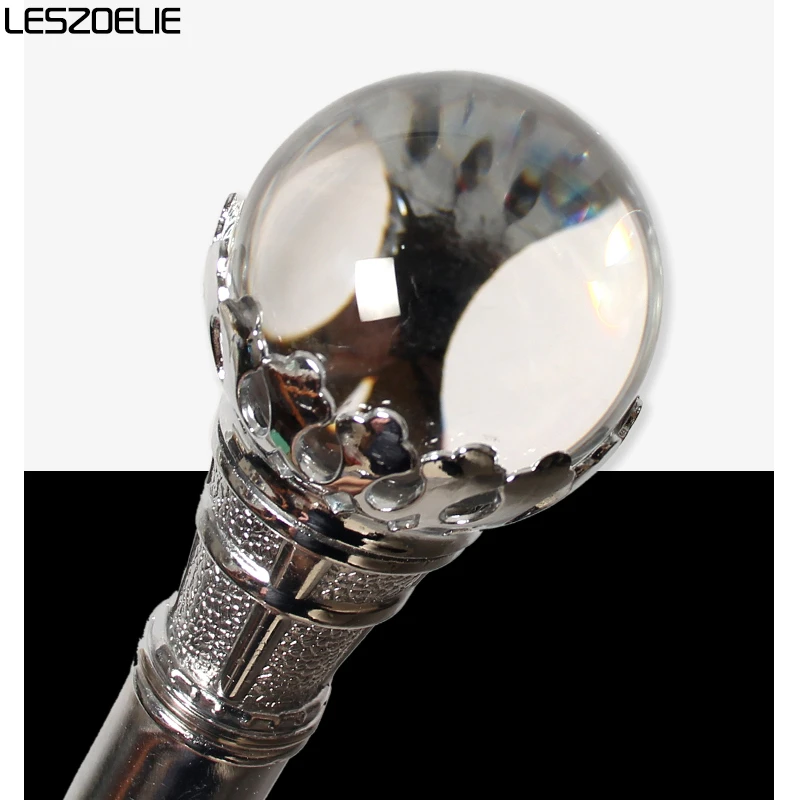 10 Colors 95cm Bright Silver Crown Crystal Ball Walking Stick Men Fashion Walking Cane Women Party Decorative Walking Stick