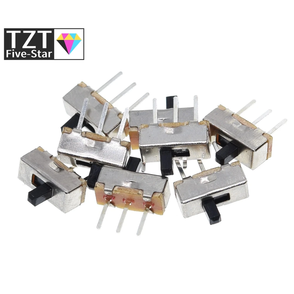 10pcs Interruptor on-off mini Slide Switch SS12D00 SS12D00G3 3pin 1P2T 2 Position High quality toggle switch Handle length:3MM