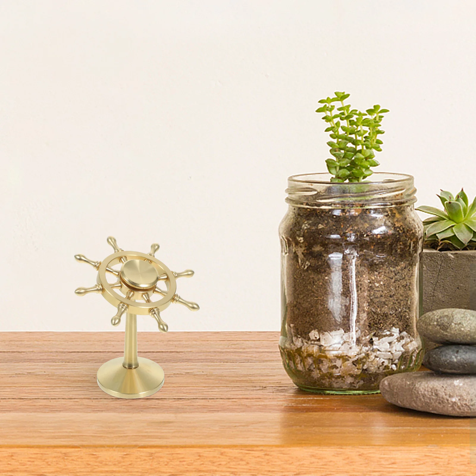 

Brass Marine Rudder Ornament Desktop Decor For Mediterranean Home Vintage Style Simulation Party Garden Scene Layout