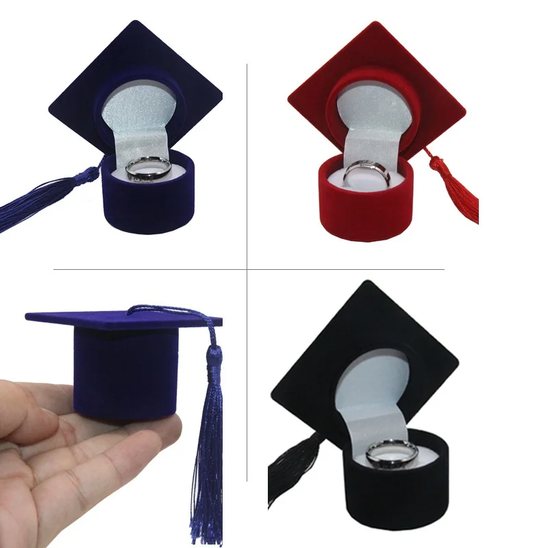 

100Pcs Graduation Cap Shaped Ring Jewelry Storage Box Ring Organizer Case Gifts for Celebration Graduation Party Supplies