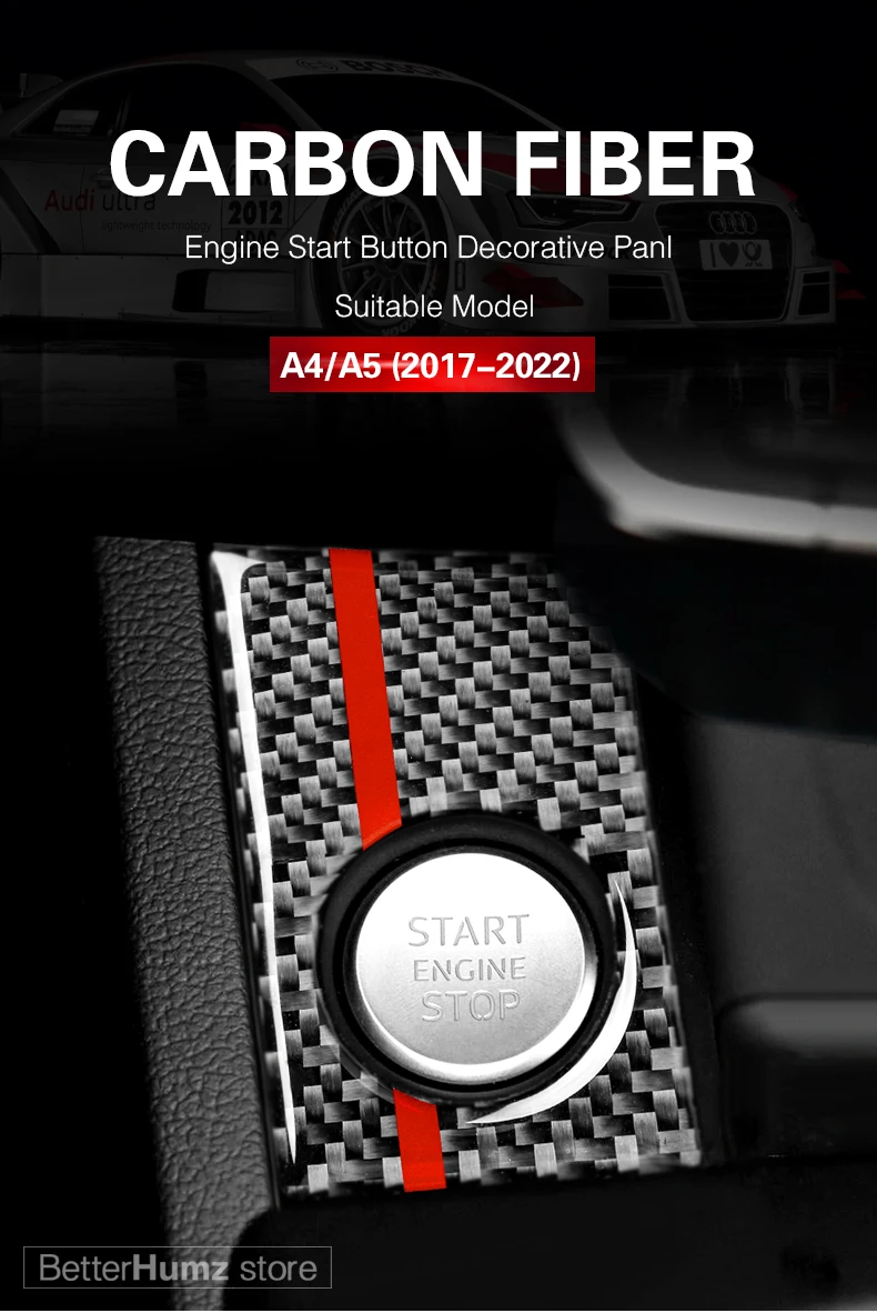 Carbon Fiber Console Engine Start Stop Button Cover For Audi A5 S5 2017-2021 Carbon Fiber Console Engine Start Stop Button Cover For Audi A5 S5 2017-2021