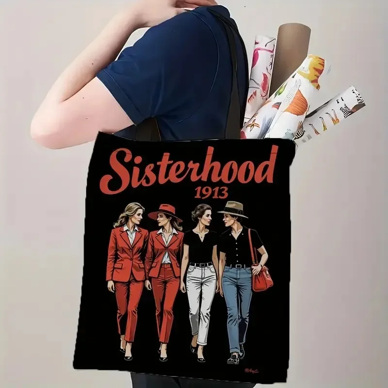 حقيبة كتف Sisterhood 1913 للنساء حقائب تسوق هاراجوكو قابلة لإعادة الاستخدام حقائب يد للمتسوقين من القماش على طراز الشارع
