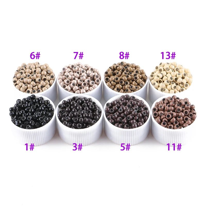 2.9x1.6x2.0mm Nano Silicone Rings Copper Micro Link Beads Silicone Lined Hair Extension Rings With 9 Colors