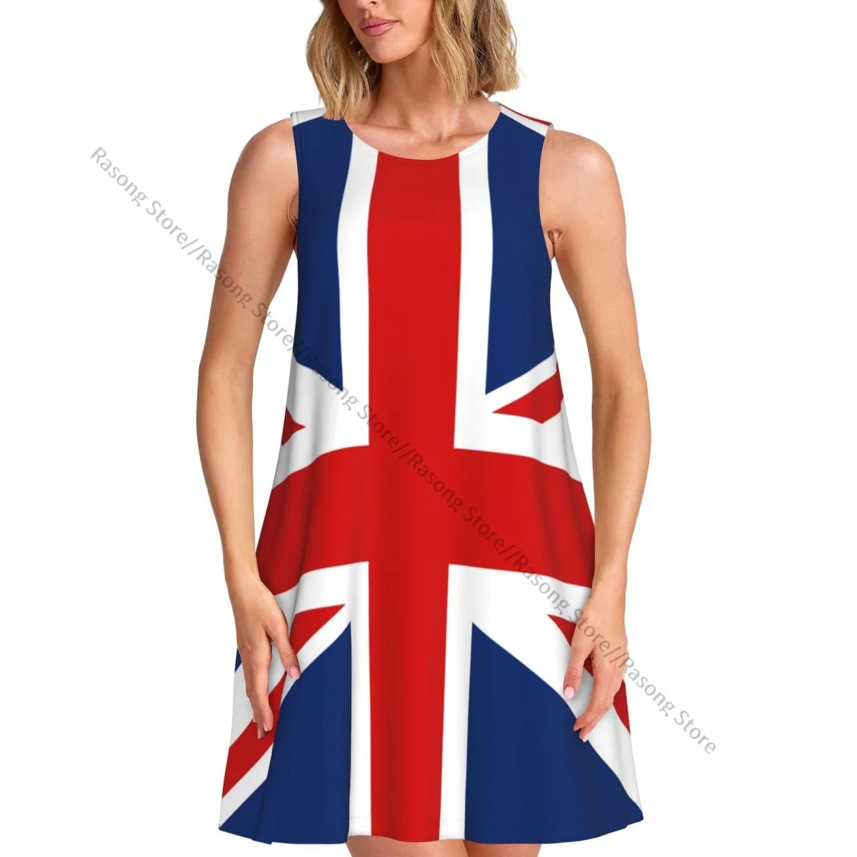 Women's Dress Summer Casual T Shirt Dresses Beach Cover up UK British Flag Tank Dress