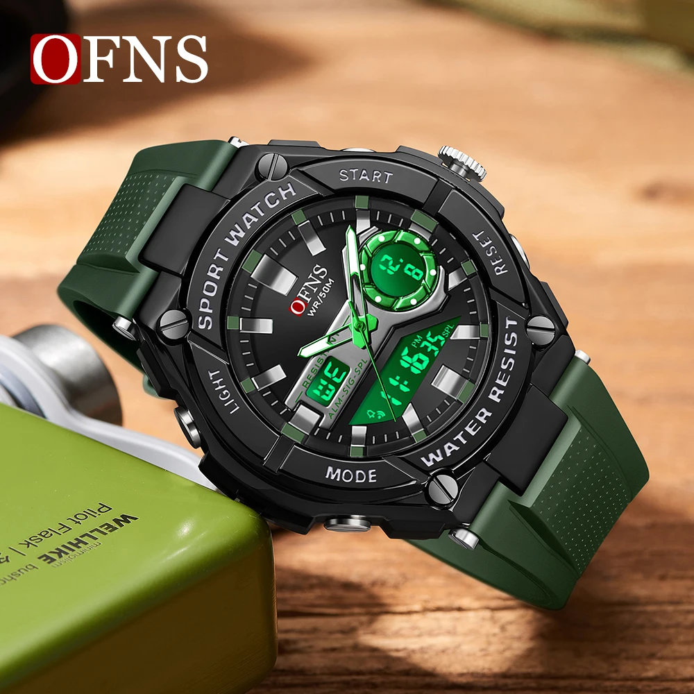 OFNS Brand s3123 New Men\'s Watch Waterproof Quartz Electronic Watch Sport Military LED Digital Men\'s Watch Relios Masculino 2024