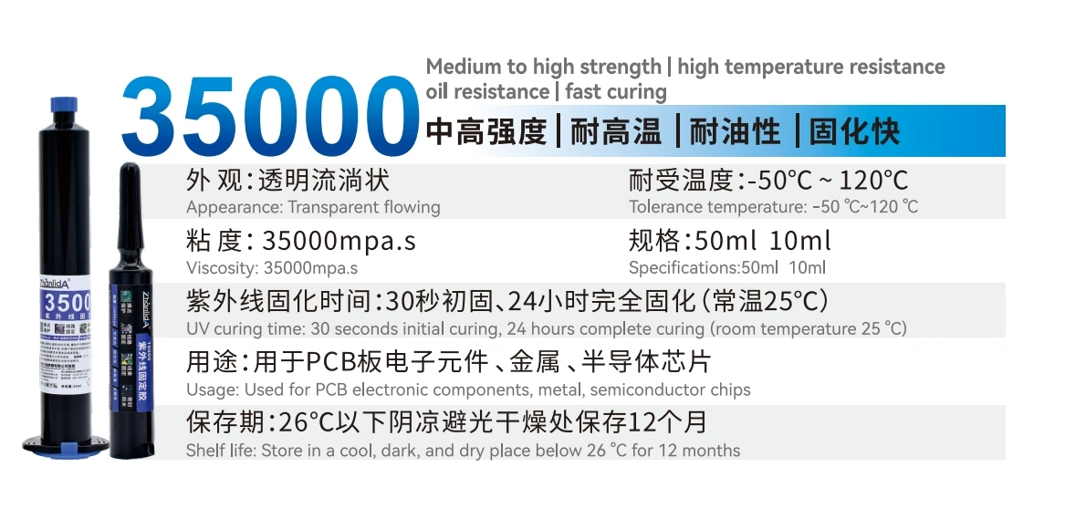 Zhanlida UV Curable Adhesive 10/50ML Electronic Components Cable Fixation Solder Joint Protection Glue Fixed Circuit Board
