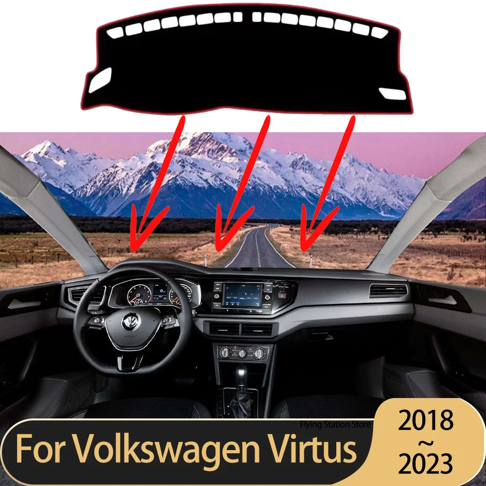 

for Volkswagen VW Virtus Polo Sedan Skoda Slavia 2018~2023 Car Dashboard Cover Mat Sunshade Pads Carpet Accessories 2022 2019