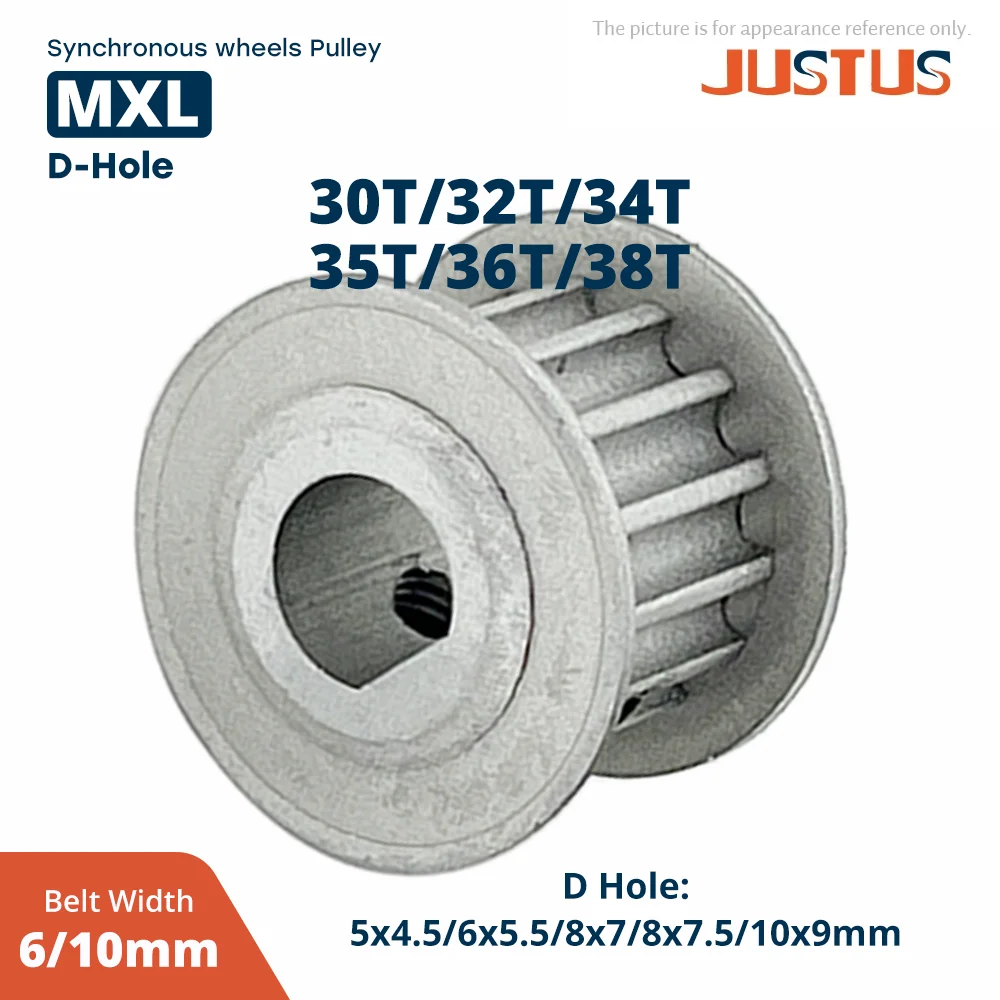 MXL 30T/32T/34T/35T/36T/38T Timing Pulley D-hole 5x4.5/6x5/6x5.5/8x7/8x7.5/10x9mm pitch 2.032mm for 6/10mm Synchronous Belt