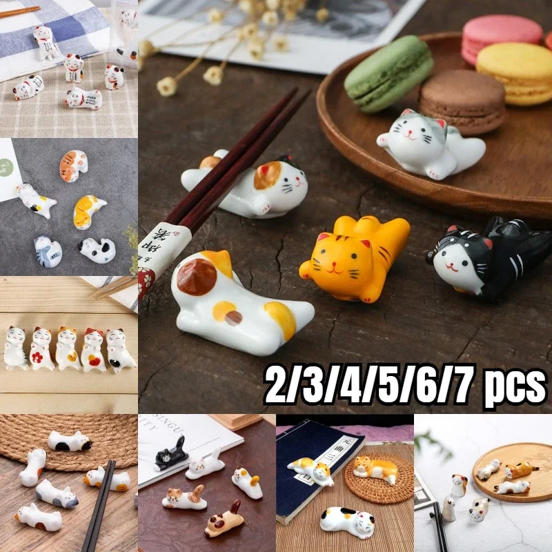 Cute Cat Ceramic Chopsticks Holder Stand Fine Design Chopstick Rack Pillow Care Rest Japanese Style Kitchen Tableware Tools New