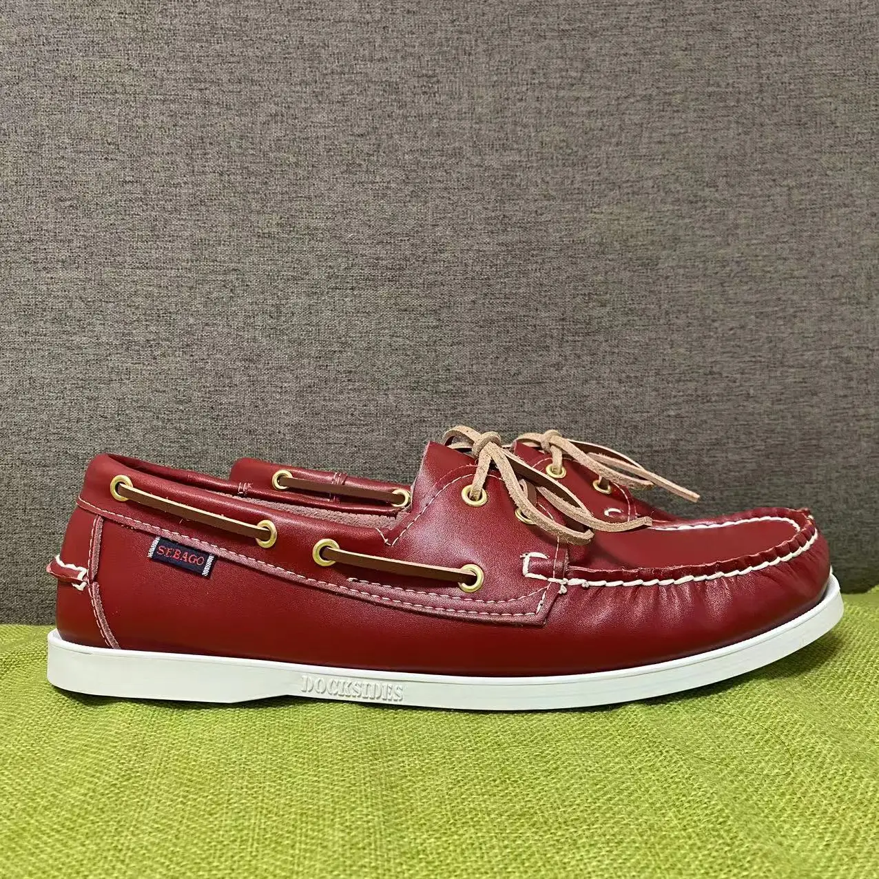 

Men Authentic Sebago Docksides Shoes - Premium Genuine Leather Moc Toe Lace Up Boat Shoes AC752