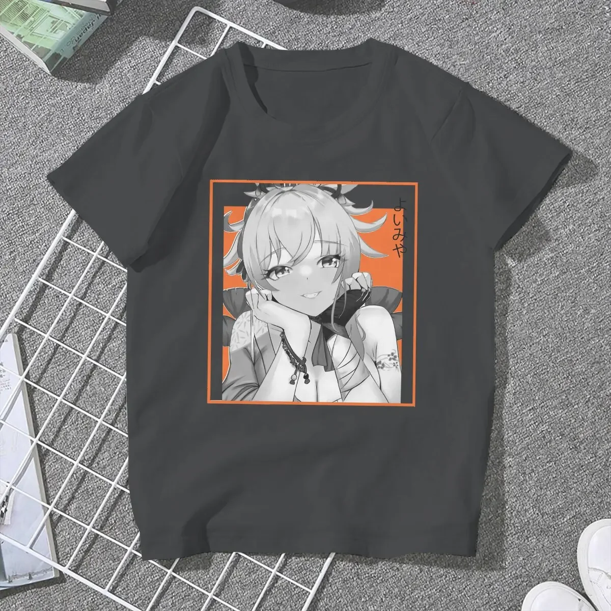 Camiseta feminina de manga curta Genshin Impact, estampa de garotas fofas, roupas Y2K soltas, moda Harajuku, tops casuais, verão, 2023