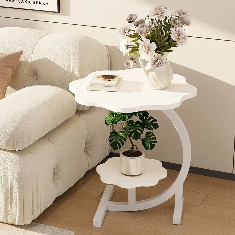 Flower-Shaped Side Table with Double Tier Design for Living Room Sofa Corner Bedroom Nightstand furniture