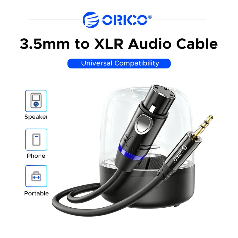 ORICO 3.5mm Male to XLR Male/Female Audio Cable Liquid Silicone Anti-Noise Balanced Microphone Cord for Sound Card Speaker