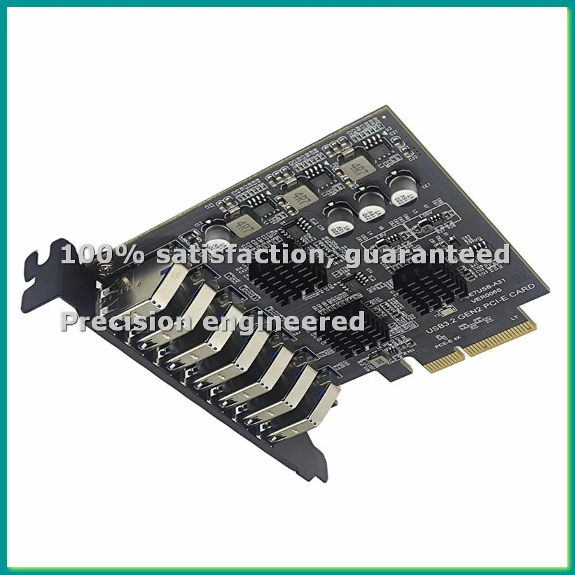 USB3.2 GEN2 10Gbps PCIe Expansion Card TYPE-A PCI-E 4X to 7 Ports USB 3.0 Expansion Adapter Card PCI-E Controller Card-BCBW