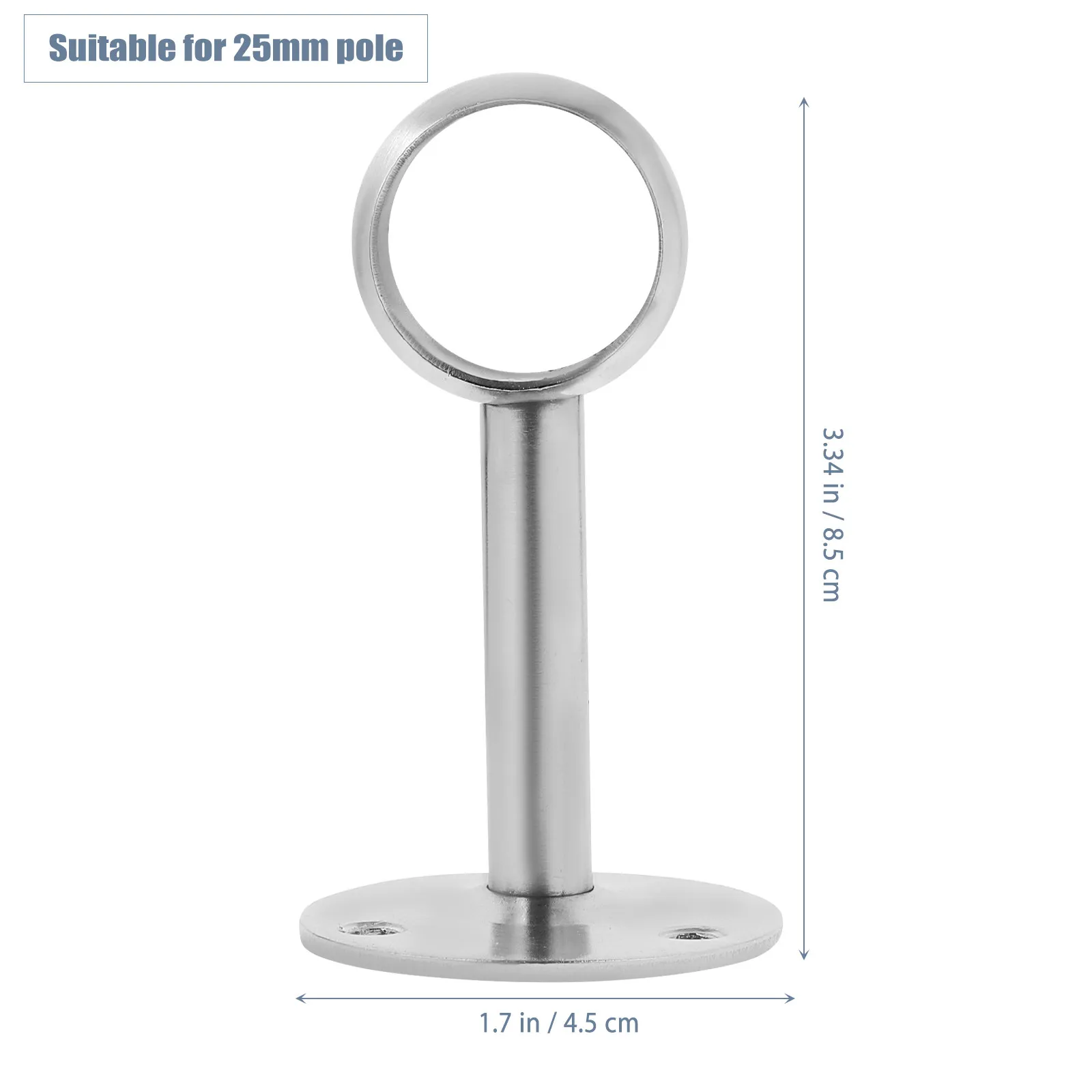 2Pcs Wear Resistant Stainless Steel Curtain Rod Holder Bracket 25Mm Diameter Wall Mount Shower Bathroom Kitchen Closet Support view 2