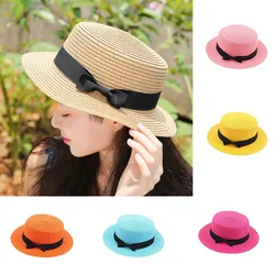 Sombrero de paja plano para mujer, gorro de playa, informal, ideal para vacaciones, compras, iglesia, cortesía, Panamá