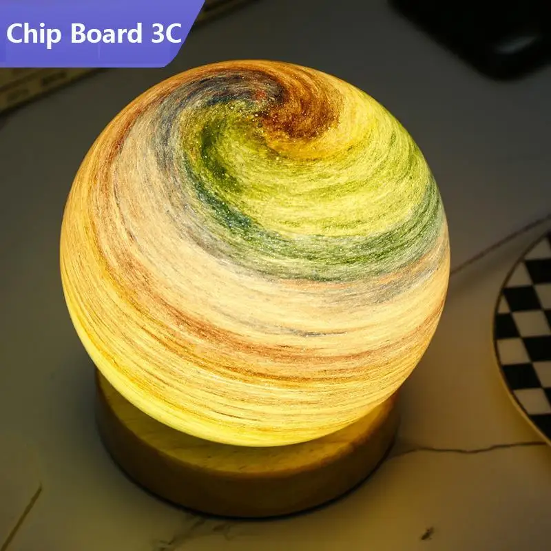 3D Planet Crystal Ball LED Night Light Moon Galaxy USB Night Light Bedroom Bedside Atmosphere Table Decoration Lamp