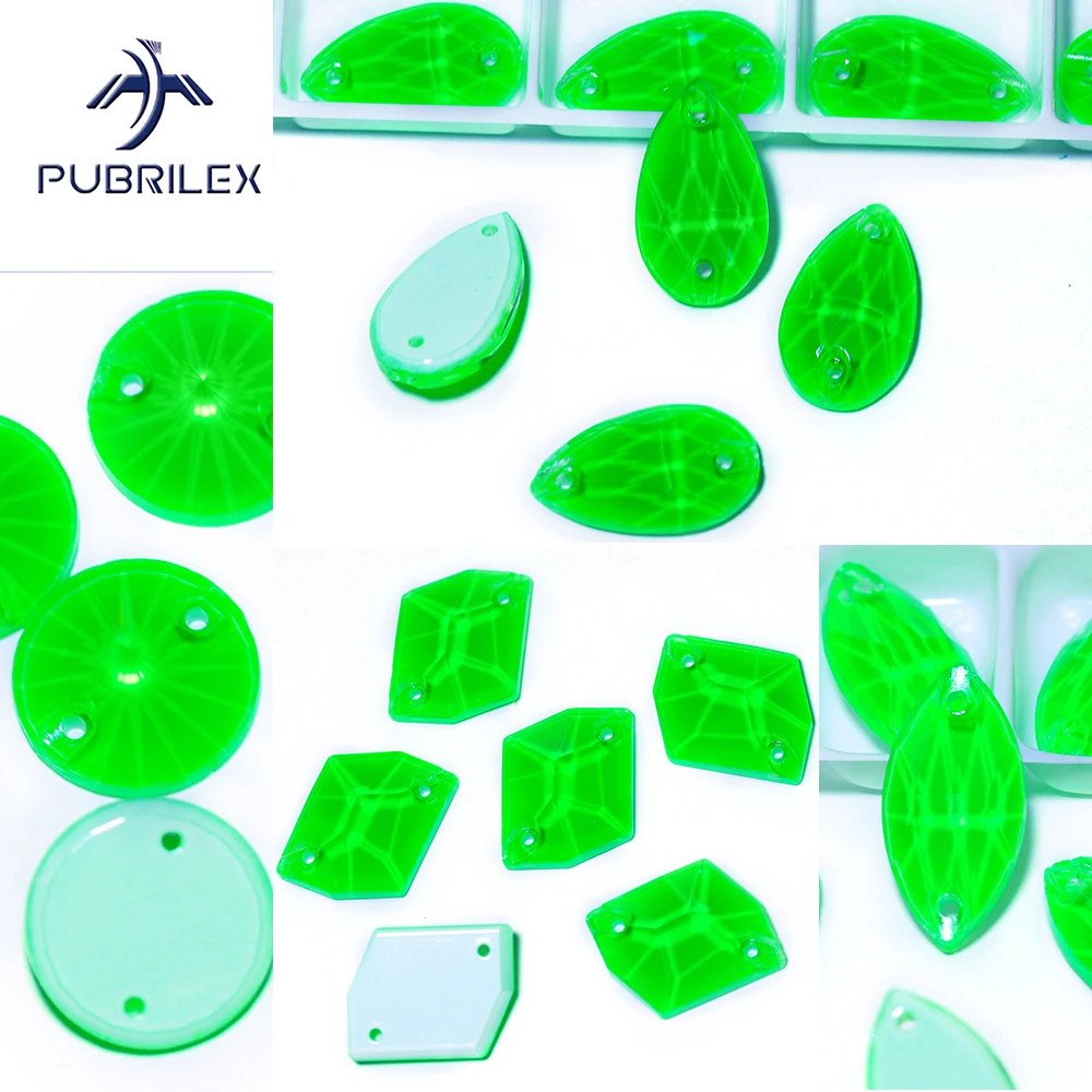 

PUBRILEX электрические зеленые стразы разных размеров, стекло с плоской задней частью, пришитые кристаллы, блестящие стразы, неоновые камни для изготовления ювелирных изделий