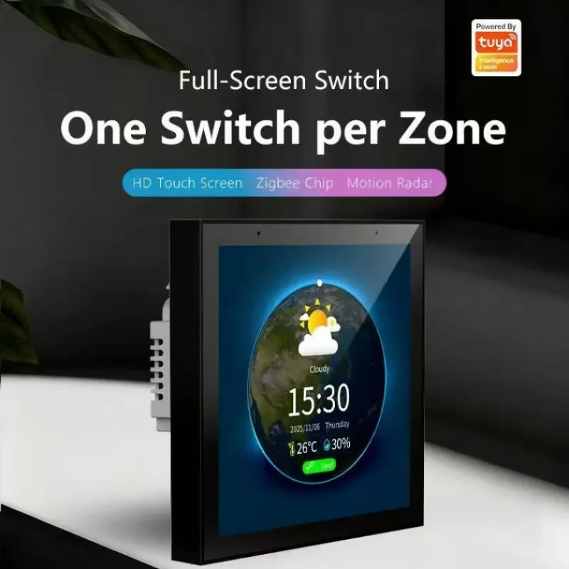 

Tuya Smart Home Zigbee Full Screen Smart Touch Switch Scene/Dimming/Curtain Intelligent Group Control Screen Display Switch