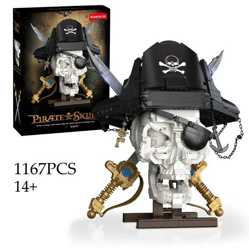 

1167 шт., креативные пираты-скелеты с двойными мечами, строительные блоки, строительные кирпичи, игрушка в подарок для детей и взрослых