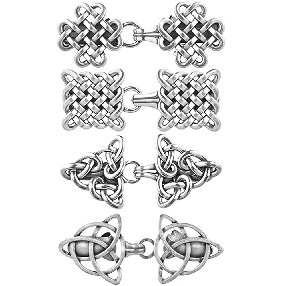 4PCS Vintage Sweater Swirl Cape Cloak Clips Retro Cardigan Clasp Clips Brooches Silver Shawl Pins for Dress Collar Dress Shirt