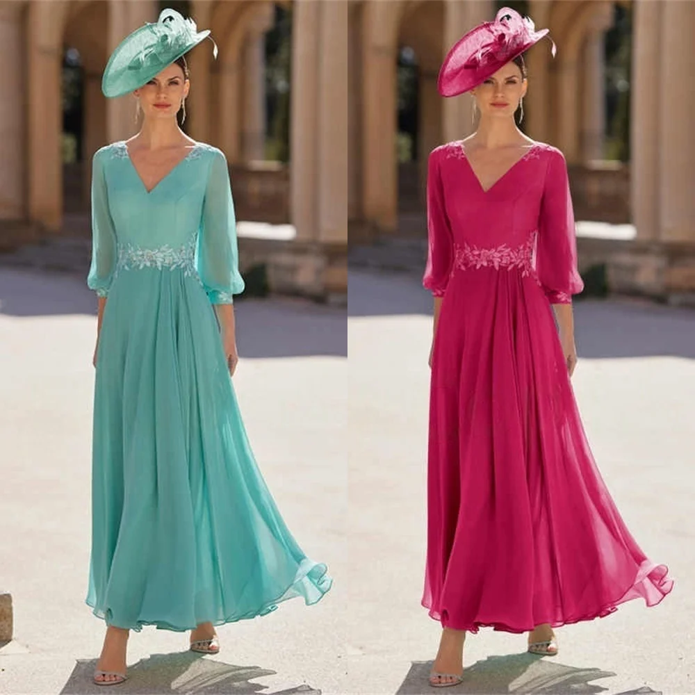 

Customized Exquisite Blue Chiffon Evening Dress High Quality Sweetheart 3/4 Sleeves Cocktail Dress Classic Homecoming Dress