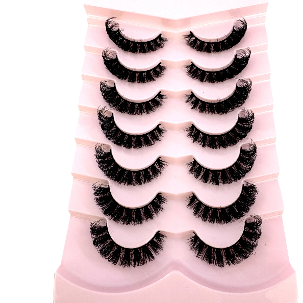 5/7 Paar russische Streifenwimpern, flauschige künstliche Nerzwimpern, Wispy-Wimpern für einen natürlichen Look, dicke, voluminöse künstliche Wimpern, lockige künstliche Wimpern – Detail 2