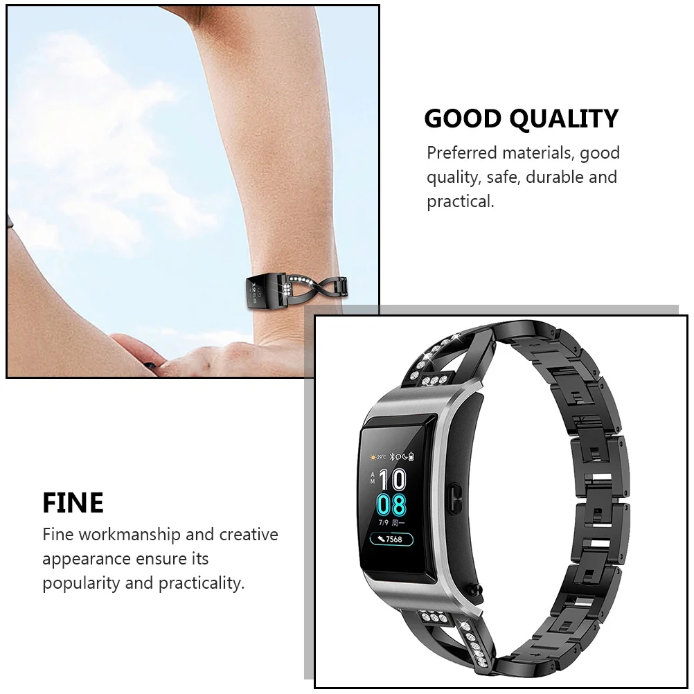 

1pc Diamond-Inlaid Watch Band Stainless Steel Comfortable Durable Replacement Strap For Women Men Watch Accessories Phone