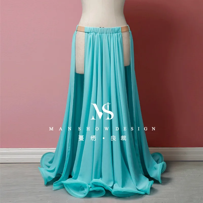 カスタマイズされたベリーダンススーツパフォーマンス衣装ダブルスリットセクシーな大きなスイングスカート流れるシフォン自分で行う