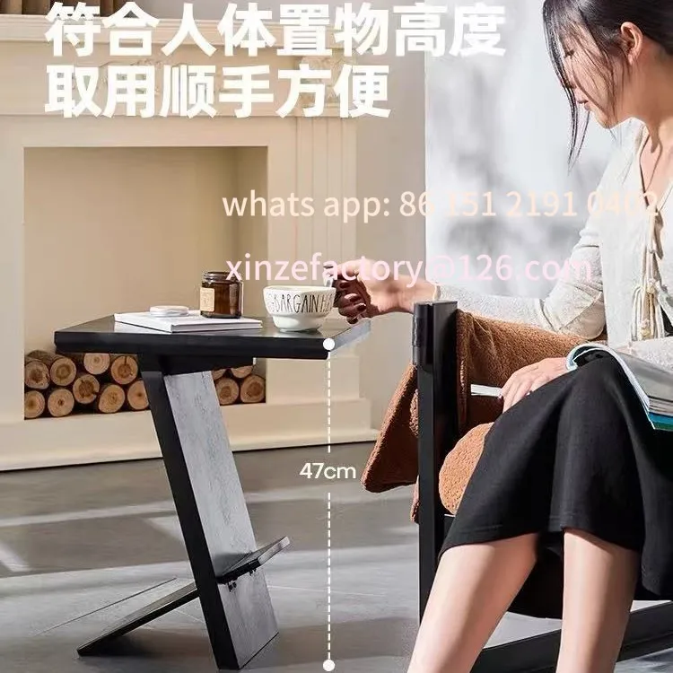 Настраиваемый минималистичный Z-образный диван для гостиной из цельного дерева, угловой ретро-стойка для журналов