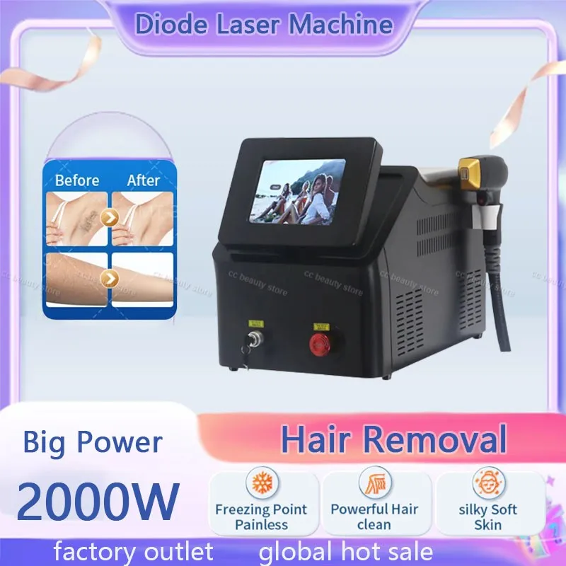 

Portable 2000W High Power Ice Cooling 755 808 1064 Device Diode Laser Epilator Wavelength Painless 808nm Hair Removal Machine