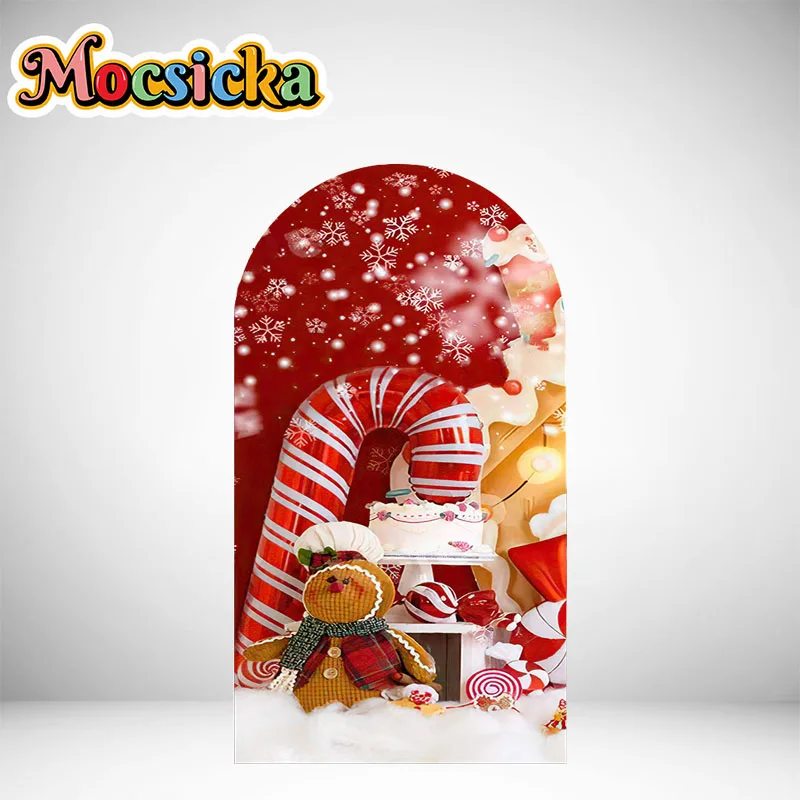 Christmas Double Sided Arch Cover Photography Background Family Holiday Party Decoration Supplies Happy New Year Backdrops