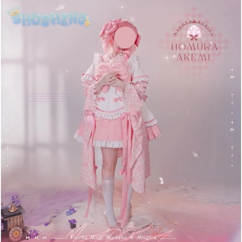 Kaname Madoka Cosplay Anime Puella Magi Madoka Magica Costume Pink Sweet Lolita Dress Accessories Halloween Christmas Girls set