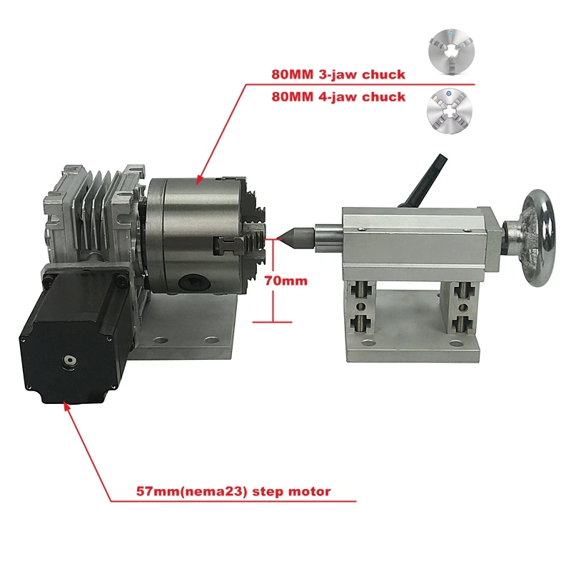 LY eje giratorio 4. ° eje A contrapunto para fresado, máquina de grabado y tallado, uso con mandril de 80mm/100mm de 3 mordazas y 4 mordazas opcional